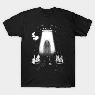 Bigfoot Riding Loch Ness Monster Ufo Abduction T-Shirt